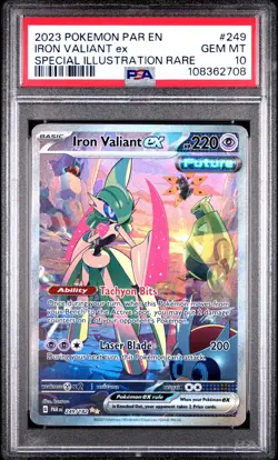 🎆✨ Pokemon Iron Valiant EX 249/182 SIR SV04 Paradox Rift PSA 10 GEM MINT ✨🎆 - Image 1