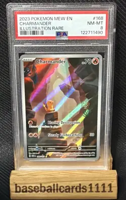 PSA 8 MINT Charmander 168/165 Illustration Rare English 151 Pokemon TCG P1 - Image 1