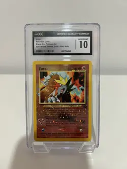 CGC 10 GEM MINT Entei 2001 Black Star Movie Promo 34 Reverse Holo Pokemon Card - Image 1