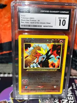2001 Pokemon Black Star Promo Entei #34 Reverse Holo CGC 10 Gem Mint WOTC - Image 3