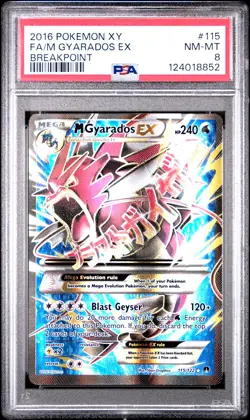 2016 POKEMON XY BREAKPOINT #115 FULL ART/M GYARADOS EX PSA 8 - Image 1