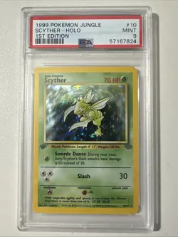 Pokemon PSA 9 1st Edition Scyther 10/64 Jungle Holo - Image 1