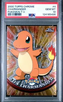 2000 TOPPS CHROME POKEMON CHARMANDER PSA 10 GEM MINT #4 TV T.V. *LOW POP* - Image 1