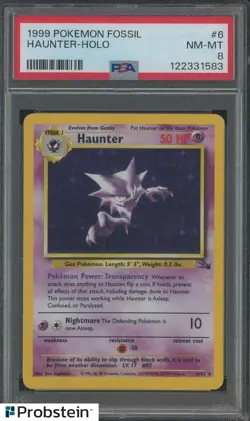 1999 Pokemon fossil #6 Haunter Holo PSA 8 NM-MT - Image 1