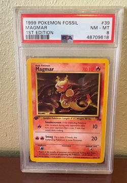 1999 POKEMON FOSSIL MAGMAR 1ST EDITION #39 PSA 8 NEAR MINT-MINT - Image 1