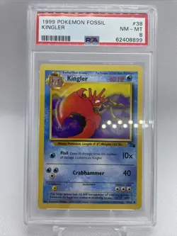 1999 Pokemon PSA 8 Near Mint Fossil KINGLER 38/62 - Image 1