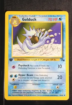 PSA 8 NEAR MINT MINT 1999 Pokemon Fossil Set #35 Golduck 1st Edition !!! - Image 3