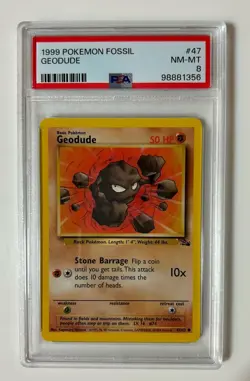 1999 Pokemon Fossil #47 - Geodude - PSA 8 Near Mint-Mint! - Image 1
