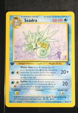 PSA 8 NEAR MINT MINT 1999 Pokemon Fossil #42 Seadra 1st Edition !!! - Image 3