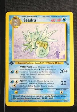 PSA 8 NEAR MINT MINT 1999 Pokemon Fossil #42 Seadra 1st Edition !!! - Image 3