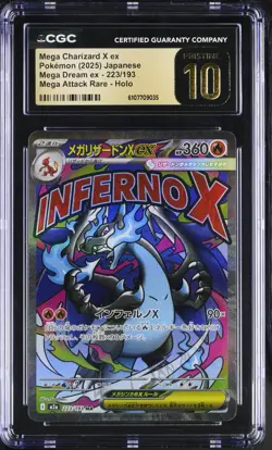 CGC 10 PRISTINE Mega Charizard ex 223/193 MA Mega Dream ex Japanese Pokemon Card - Image 1