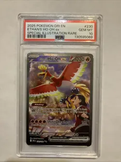 Pokemon TCG Ethan's Ho-Oh EX Card 230/182 Sir Destined Rivals PSA 10 - Image 1