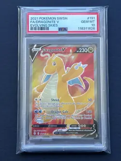 PSA 10 Dragonite V FA Evolving Skies Set - 191/203 Pokemon Card [2021] - Image 1