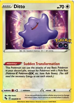 Pokemon TCG Pokemon Go Ditto Holo Rare Card 053/078 NM - Image 1