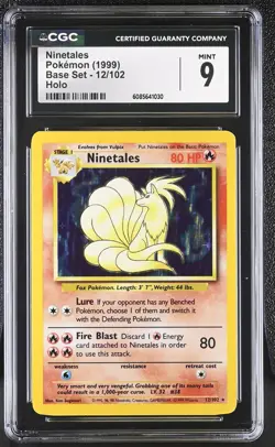 CGC 9 MINT Ninetales 1999 Base Set 12/102 Holo Pokemon Card - Image 1