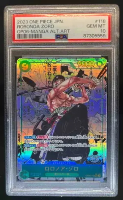 2023 One Piece Japanese Roronoa Zoro Manga Alternate Art #OP06-118 PSA 10 - Image 1