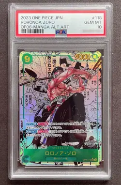 RORONOA ZORO ONE PIECE CARD MANGA ALTERNATE ART TCG OP06-118 PSA 10 - Image 1