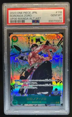 2023 One Piece Japanese Roronoa Zoro Manga Alternate Art #OP06-118 PSA 10 - Image 1