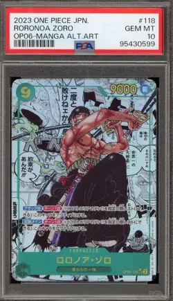 One Piece CCG Roronoa Zoro Japanese Manga Alternate Art OP06-118 PSA 10 Gem Mint - Image 1