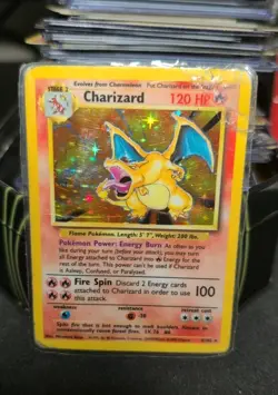 Pokemon TCG Charizard Base Set Holo Unlimited Rare Card 4/102 HP/DMG - Image 1