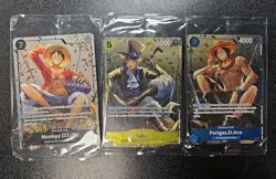 Monkey D Luffy Ace Sabo Set Of 3 P-075 One Piece Promotion Cards Foil Sealed - Image 1