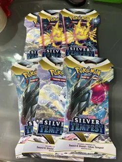 Lot of 6 Pokemon TCG Silver Tempest Factory Sealed Sleeved Booster Packs - Image 1