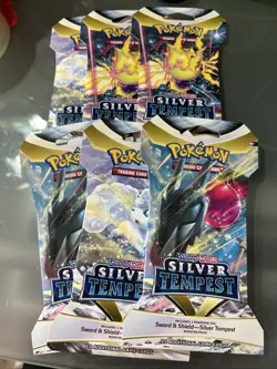 Lot of 6 Pokemon TCG Silver Tempest Factory Sealed Sleeved Booster Packs - Image 2