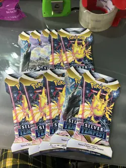 Lot of 10 Pokemon TCG Silver Tempest Factory Sealed Sleeved Booster Packs - Image 2