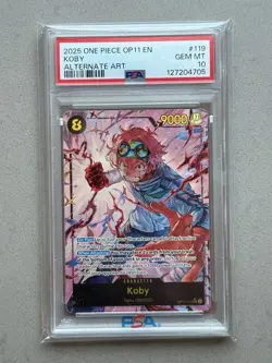 2025 One Piece Koby Alt Art OP11-119 A Fist of Divine Speed Foil English PSA 10 - Image 1