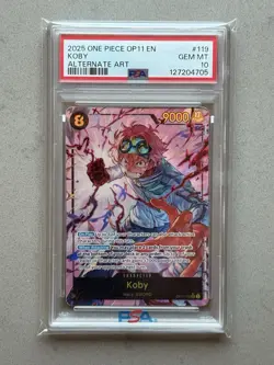 2025 One Piece Koby Alt Art OP11-119 A Fist of Divine Speed Foil English PSA 10 - Image 3