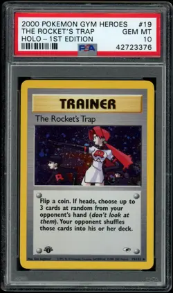 2000 POKEMON GYM HEROES HOLO-1ST ED #19 THE ROCKET'S TRAP PSA 10 - Image 1