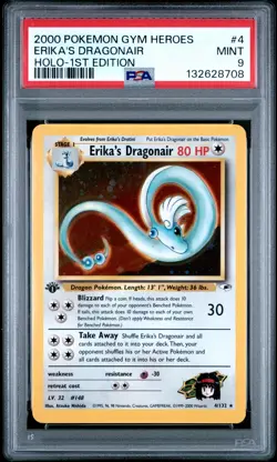 2000 POKEMON GYM HEROES HOLO-1ST ED #4 ERIKA'S DRAGONAIR PSA 9 - Image 1