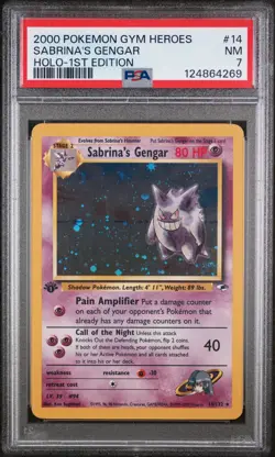 2000 POKEMON GYM HEROES HOLO-1ST ED #14 SABRINA'S GENGAR PSA 7 - Image 1