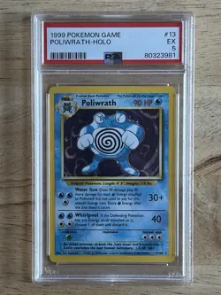 Poliwrath Holo Rare Pokemon TCG Card 13/102 Base Set 1999 PSA 5 Graded Excellent - Image 1
