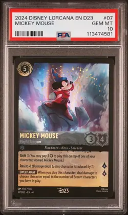 2024 DISNEY LORCANA EN D23-D23 EXPO PROMO MICKEY MOUSE - PLAYFUL SORCERER PSA 10 - Image 1