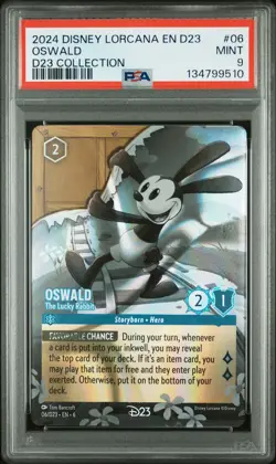 2024 DISNEY LORCANA EN D23-D23 EXPO PROMO #06 OSWALD - THE LUCKY RABBIT PSA 9 - Image 1