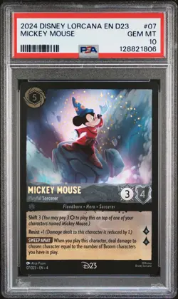 2024 DISNEY LORCANA EN D23-D23 EXPO PROMO MICKEY MOUSE - PLAYFUL SORCERER PSA 10 - Image 1