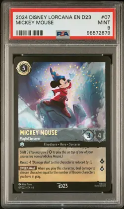 2024 DISNEY LORCANA EN D23-D23 EXPO PROMO MICKEY MOUSE PLAYFUL SORCERER PSA 9 - Image 1