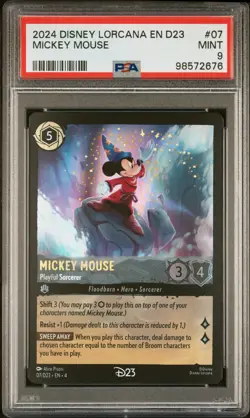 2024 DISNEY LORCANA EN D23-D23 EXPO PROMO MICKEY MOUSE - PLAYFUL SORCERER PSA 9 - Image 1