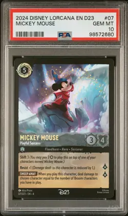 2024 DISNEY LORCANA EN D23-D23 EXPO PROMO MICKEY MOUSE - PLAYFUL SORCERER PSA 10 - Image 1