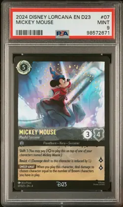 2024 DISNEY LORCANA EN D23-D23 EXPO PROMO MICKEY MOUSE PLAYFUL SORCERER PSA 9 - Image 1
