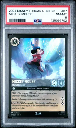 2024 DISNEY LORCANA EN D23-D23 EXPO PROMO MICKEY MOUSE - PLAYFUL SORCERER PSA 8 - Image 1