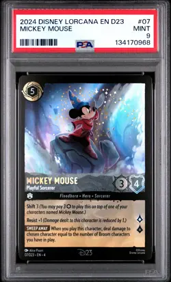 2024 DISNEY LORCANA EN D23-D23 EXPO PROMO MICKEY MOUSE - PLAYFUL SORCERER PSA 9 - Image 1