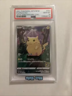 2021 POKEMON JAPANESE 25TH ANNIVERSARY COLLECTION #001 FULL ART/PIKACHU PSA 10 - Image 1