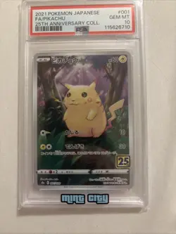 2021 POKEMON JAPANESE 25TH ANNIVERSARY COLLECTION #001 FULL ART/PIKACHU PSA 10 - Image 3