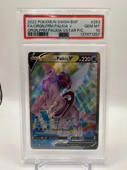 2022 POKEMON SWSH VSTAR PREMIUM COLL. ORIGIN FORME PALKIA V SWSH253 PROMO PSA 10 - Image 1
