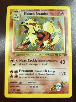 Pokemon Blaine's Arcanine 1/132 Gym Challenge Holofoil - Damaged - Image 1