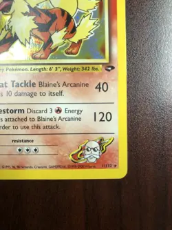 Pokemon Blaine's Arcanine 1/132 Gym Challenge Holofoil - Damaged - Image 4