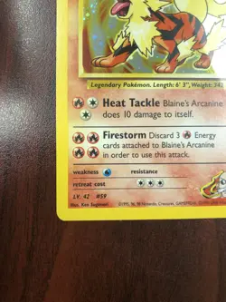 Pokemon Blaine's Arcanine 1/132 Gym Challenge Holofoil - Damaged - Image 5