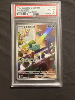 2024 POKEMON SCR EN-STELLAR CROWN ILLUSTRATION RARE #143 BULBASAUR PSA 10 - Image 1